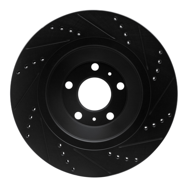 Audi S8 Brake Rotor (1) - Rear Left - R1 Concepts - Drilled & Slotted - Black - `04-`18